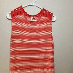 Cato Coral and white striped tank top